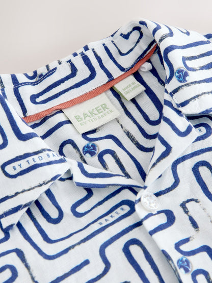 Dsiney Kidz - Baker by Ted Baker Blue Linen Blend Shirt and Shorts Set image 9