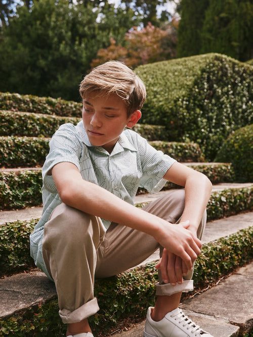 Dsiney Kidz - Baker by Ted Baker Stone All Over Print Linen Blend Shirt and Trousers Set image 1