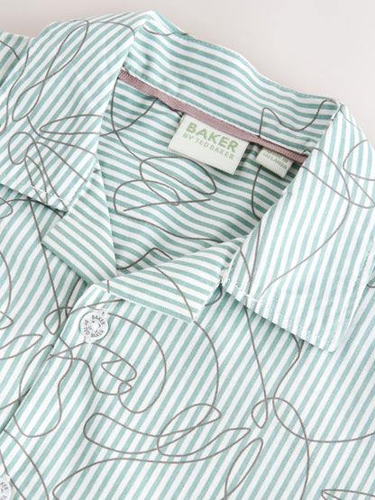 Baker by Ted Baker Stone All Over Print Linen Blend Shirt and Trousers Set image 11