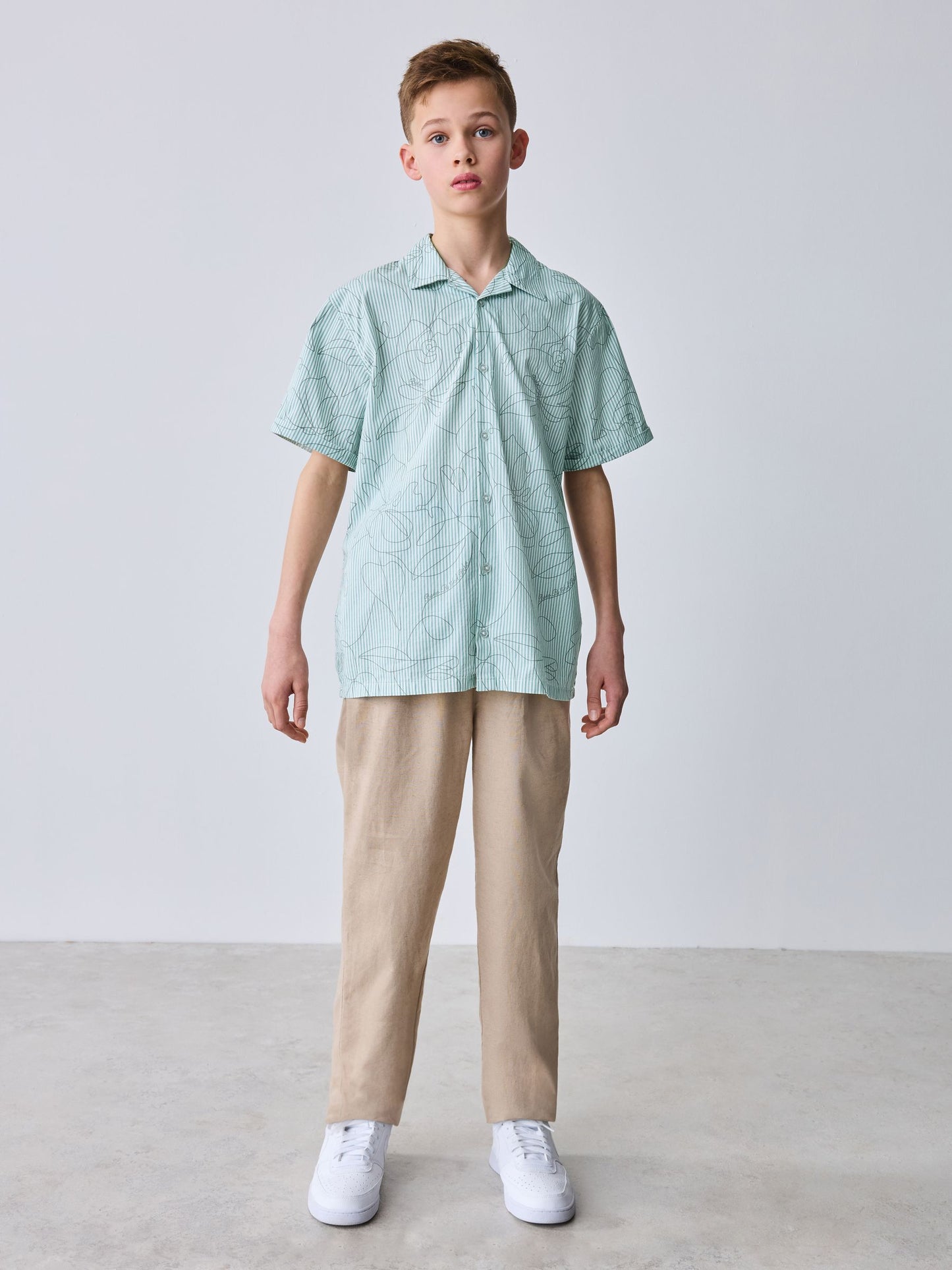 Baker by Ted Baker Stone All Over Print Linen Blend Shirt and Trousers Set image 2