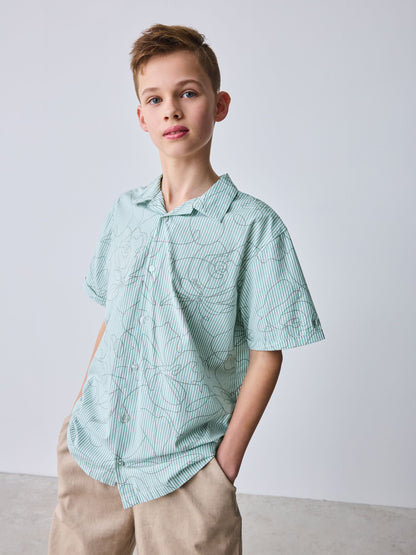 Baker by Ted Baker Stone All Over Print Linen Blend Shirt and Trousers Set image 4