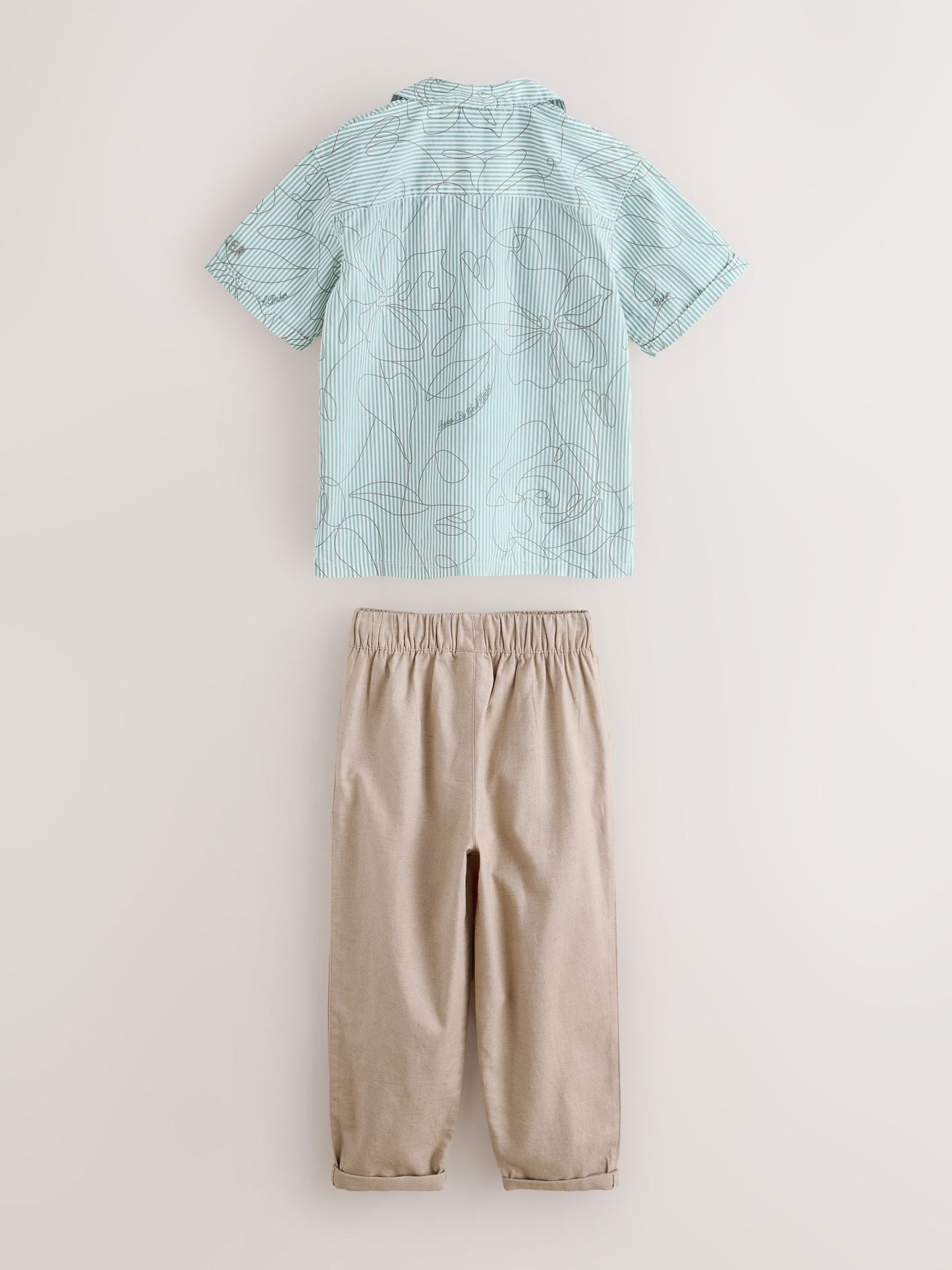 Baker by Ted Baker Stone All Over Print Linen Blend Shirt and Trousers Set image 8