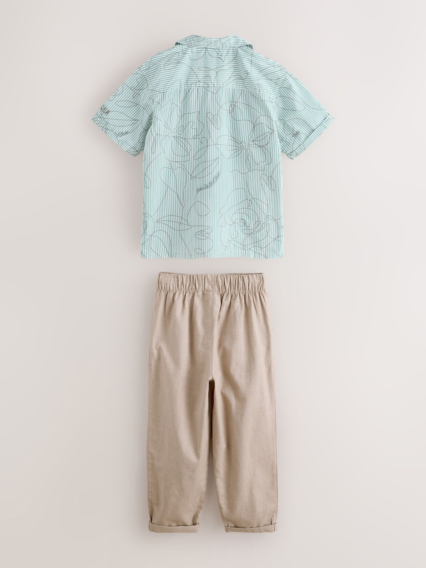 Baker by Ted Baker Stone All Over Print Linen Blend Shirt and Trousers Set image 8