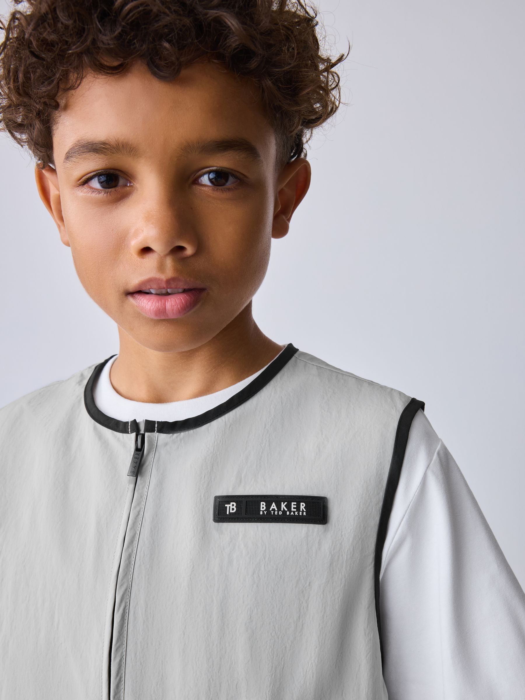 Baker by Ted Baker Grey/Black Gilet, T-Shirt and Cargo Shorts 3 Piece Set image 4