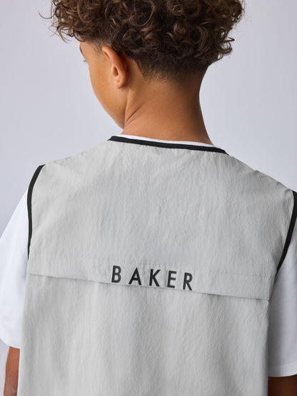 Baker by Ted Baker Grey/Black Gilet, T-Shirt and Cargo Shorts 3 Piece Set image 5