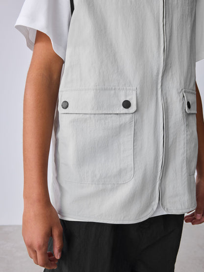 Baker by Ted Baker Grey/Black Gilet, T-Shirt and Cargo Shorts 3 Piece Set image 6