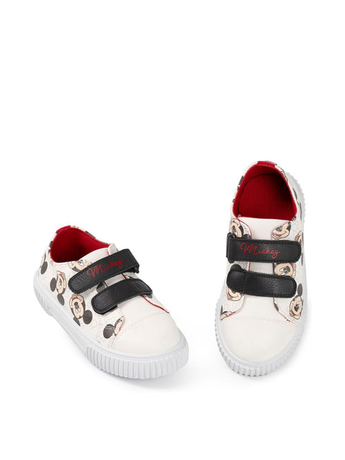 Vanilla Underground White Disney Mickey Mouse Boys White All Over Print Velcro Trainers image 1