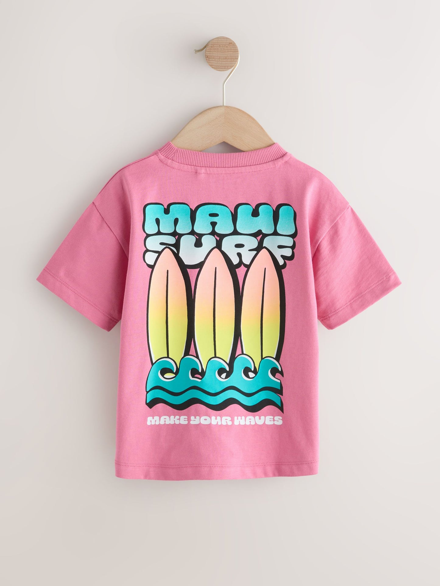 Pink Surfboard Short Sleeve Back Print T-Shirt (3mths-7yrs) image 6