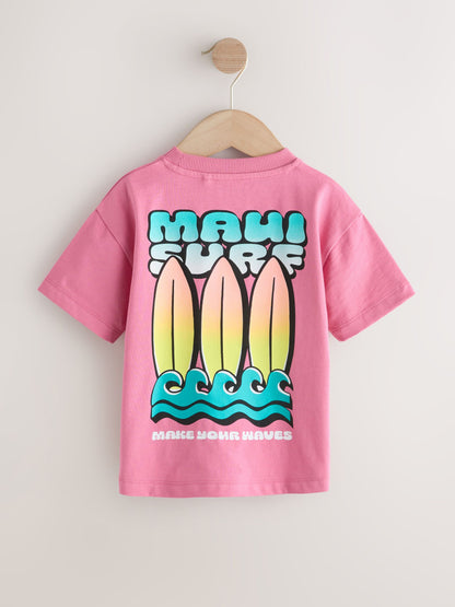 Pink Surfboard Short Sleeve Back Print T-Shirt (3mths-7yrs) image 6