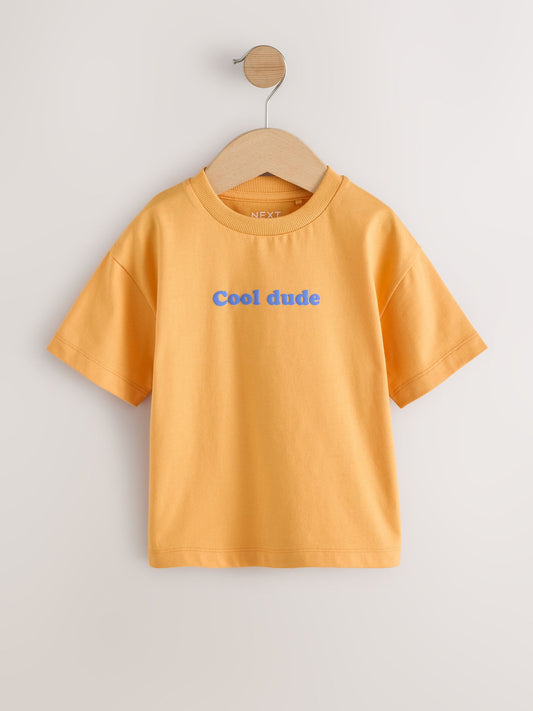 Orange Slogan Short Sleeve Small Graphic T-Shirt (3mths-8yrs) image 1