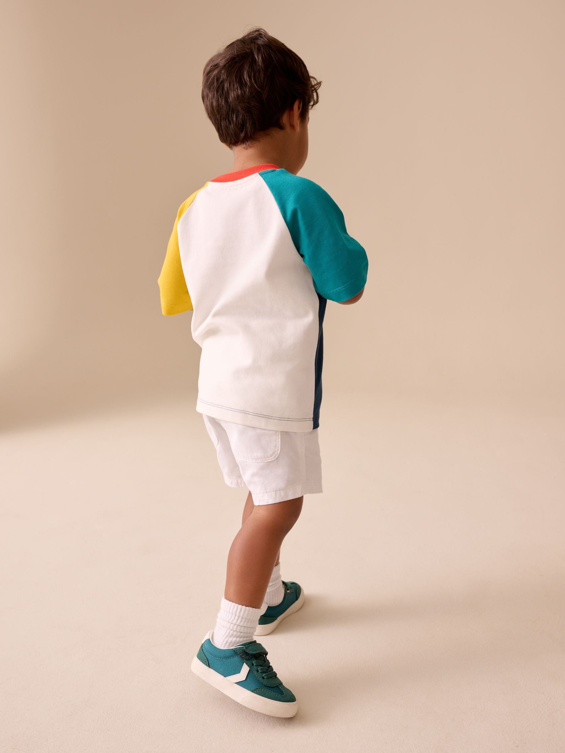 Navy/Blue/Yellow Short Sleeve Colourblock T-Shirt (3mths-7yrs) (3mths-7yrs) image 3