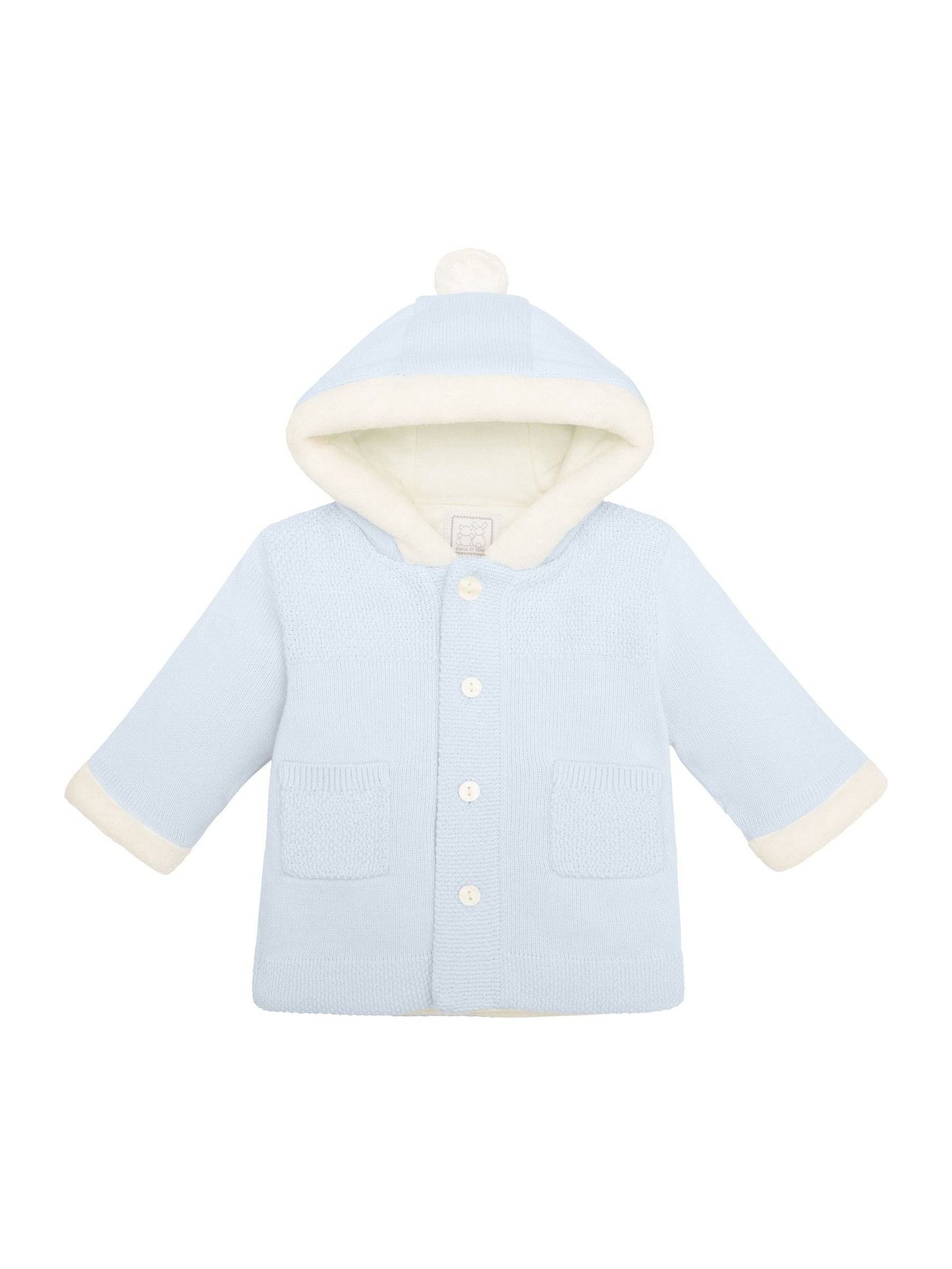 Dsiney Kidz - Emile Et Rose Blue Knitted Hooded Jacket With Fur Trim image 3