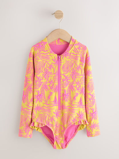 Dsiney Kidz - Pink/Yellow Textured Long Sleeve Sunsafe Swimsuit (3-16yrs) image 5