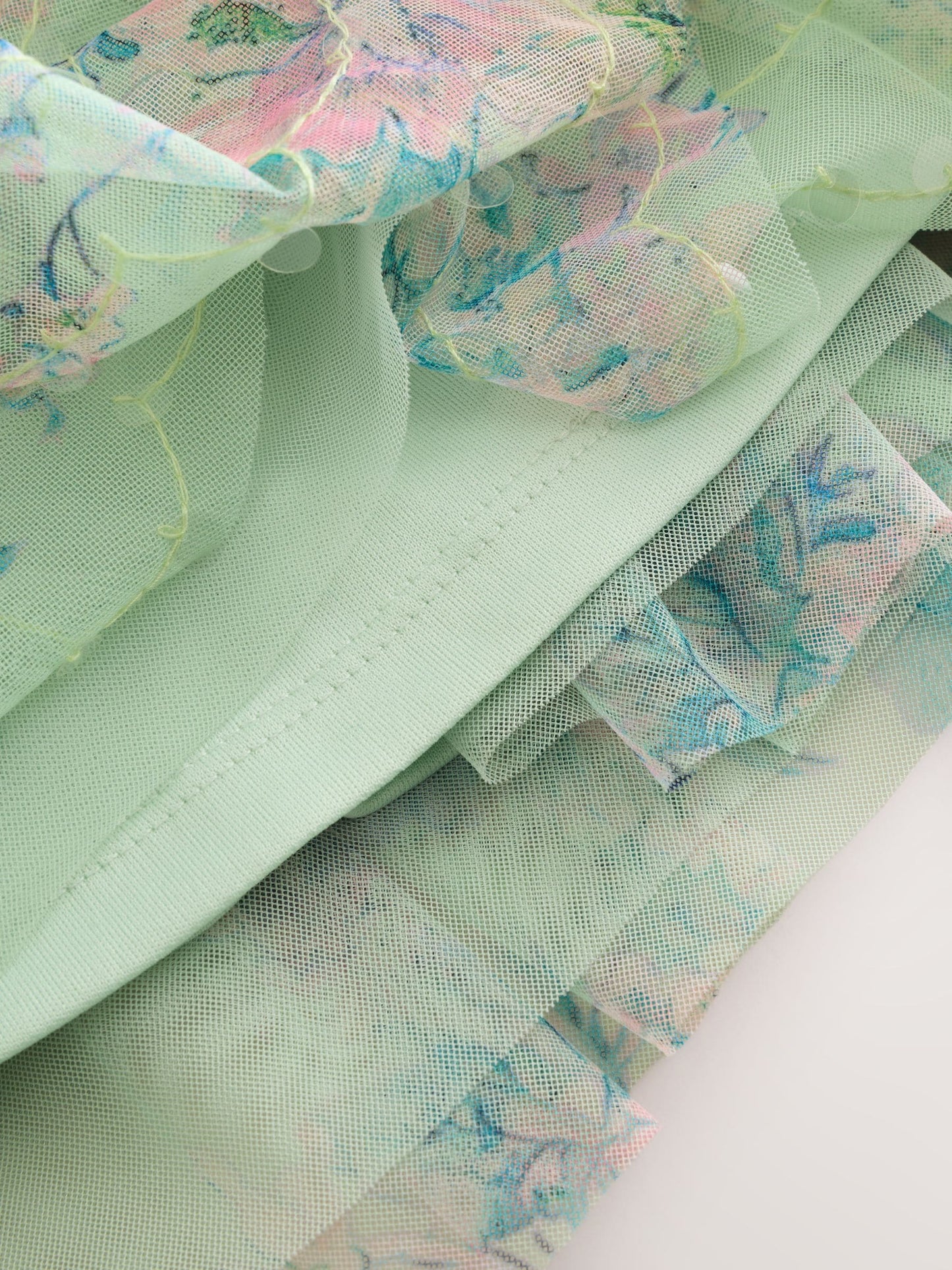Mint Green Floral Sequin Ruffle Mesh Occasion Dress (3-16yrs) image 9