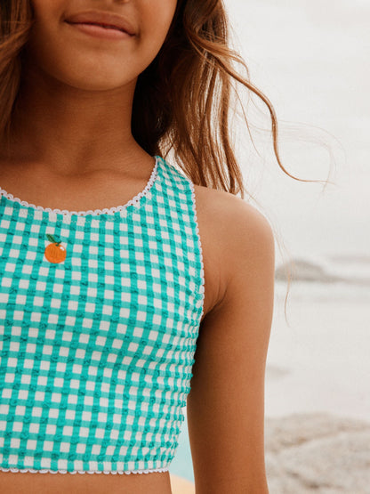 Green/White Gingham Short Bikini (3-16yrs) image 3