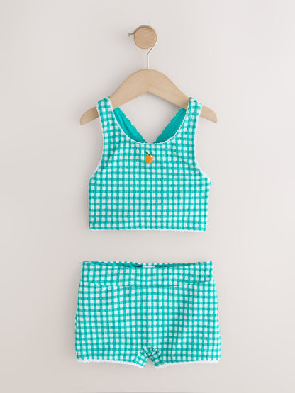 Green/White Gingham Short Bikini (3-16yrs) image 4