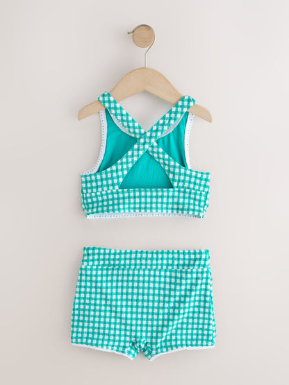Green/White Gingham Short Bikini (3-16yrs) image 5