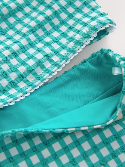 Green/White Gingham Short Bikini (3-16yrs) image 7