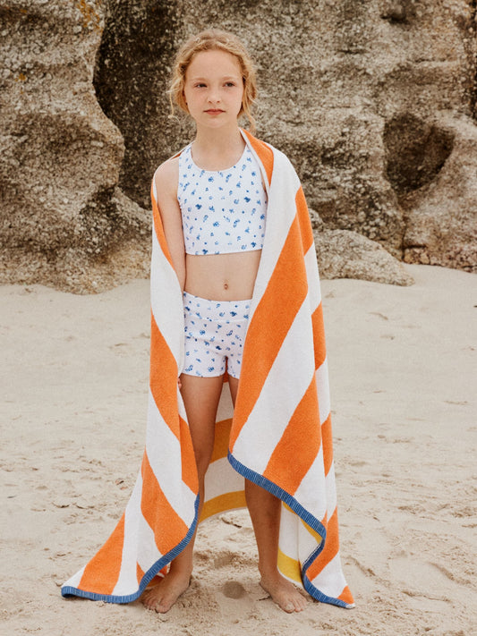 White/Blue Ditsy Floral Short Bikini (3-16yrs) image 2