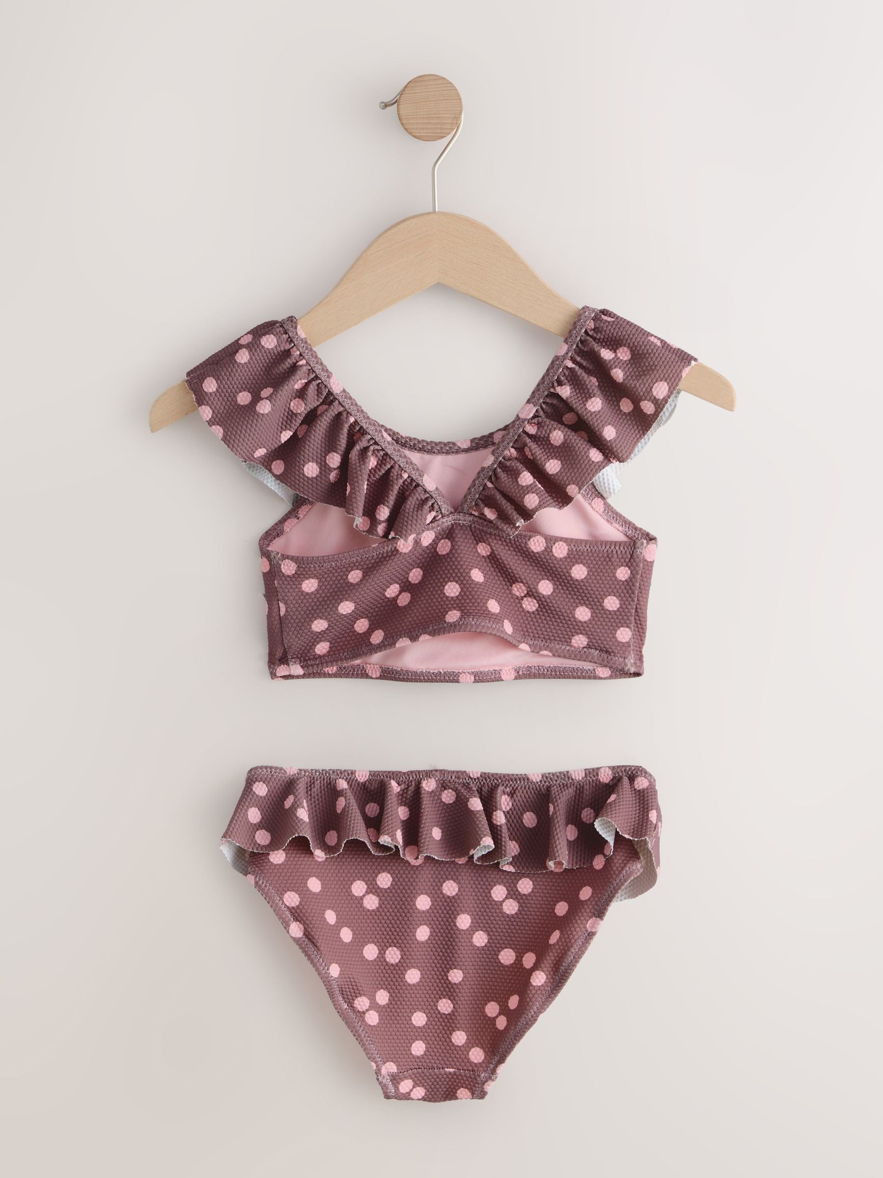 Dsiney Kidz - Chocolate Brown And Pink Polka Dot Ruffle Bikini (3-16yrs) image 5