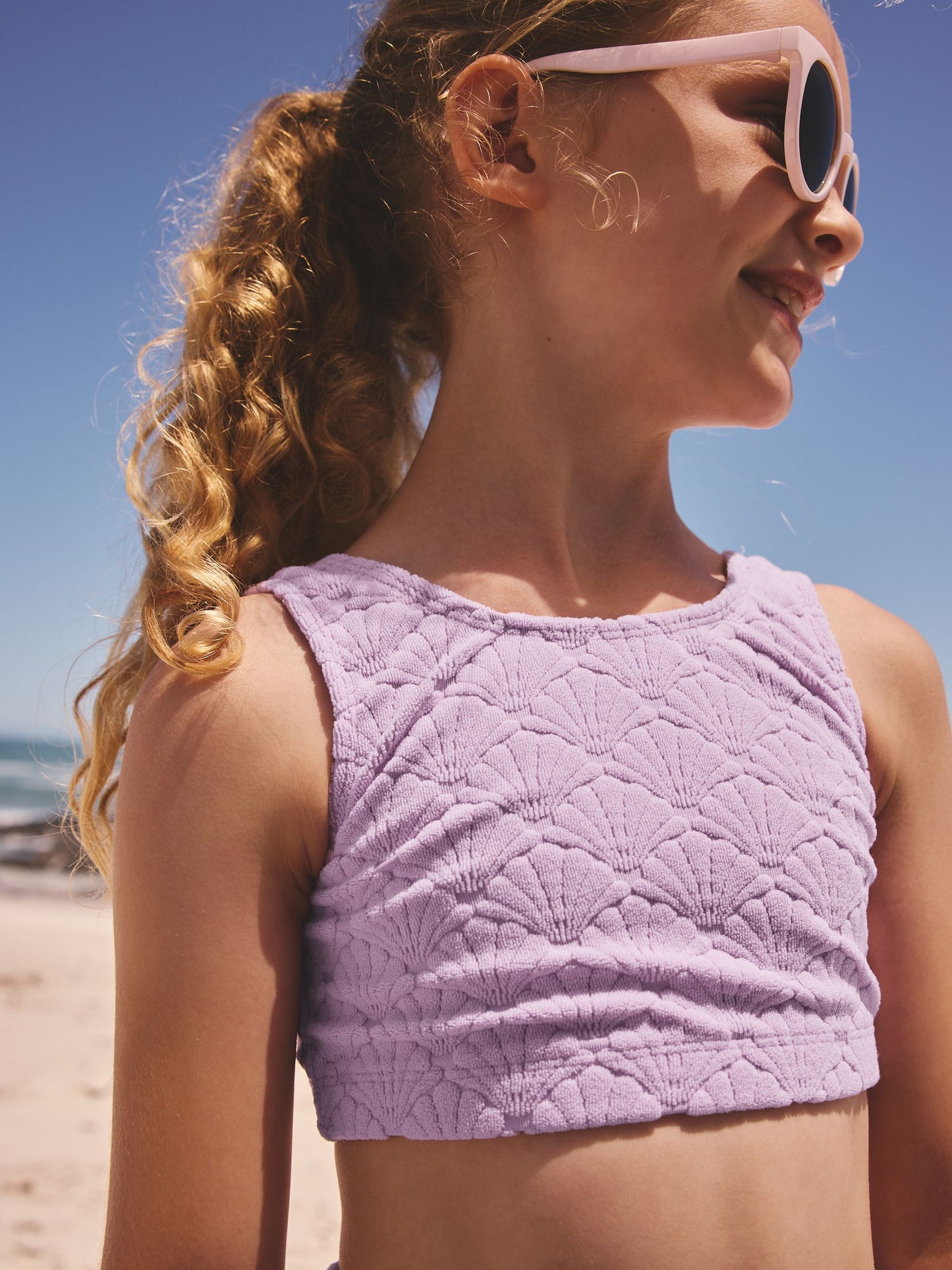 Dsiney Kidz - Lilac Purple Shell Towelling Crop Top And Shorts Set (3-16yrs) image 4