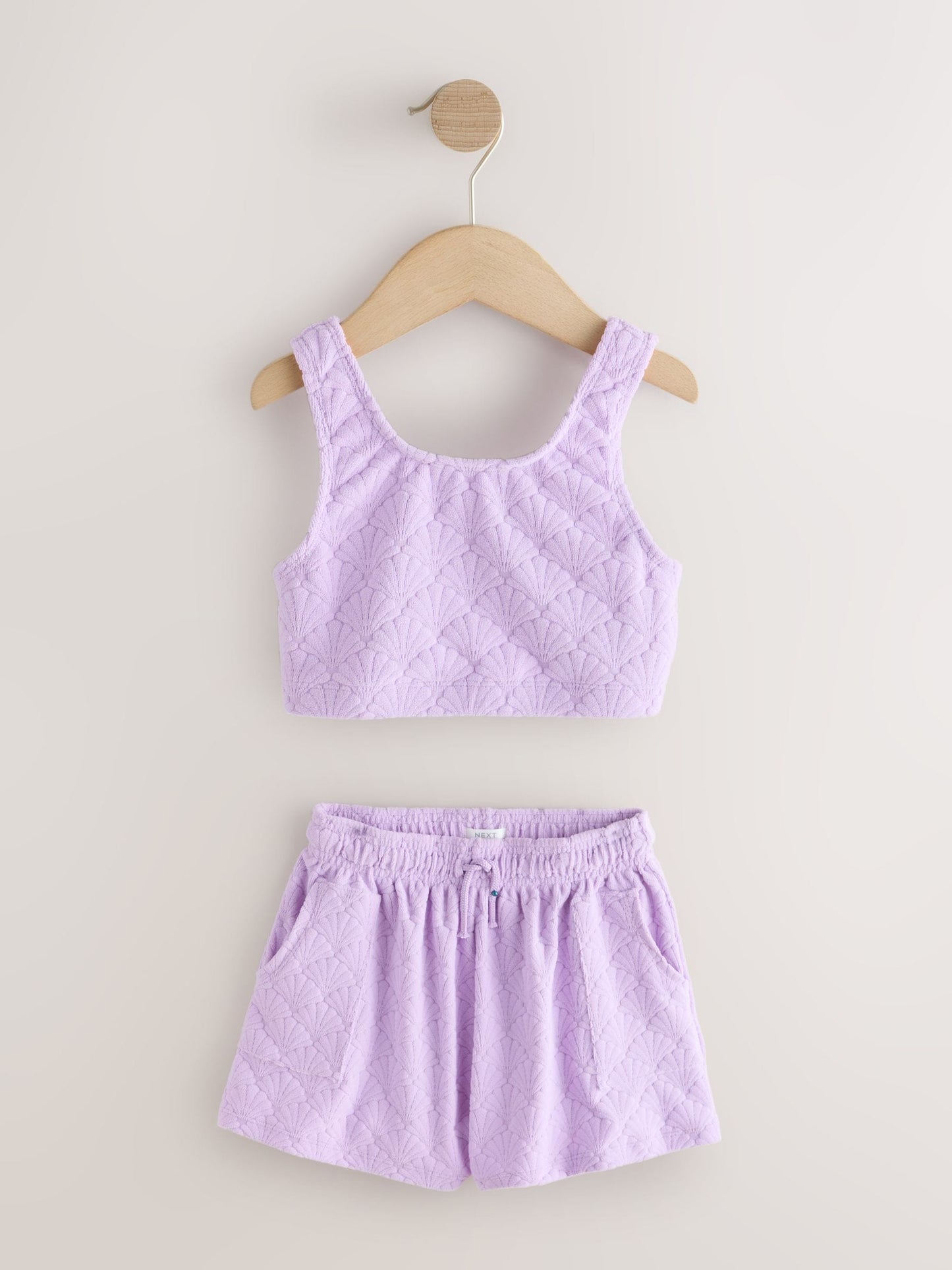 Dsiney Kidz - Lilac Purple Shell Towelling Crop Top And Shorts Set (3-16yrs) image 5