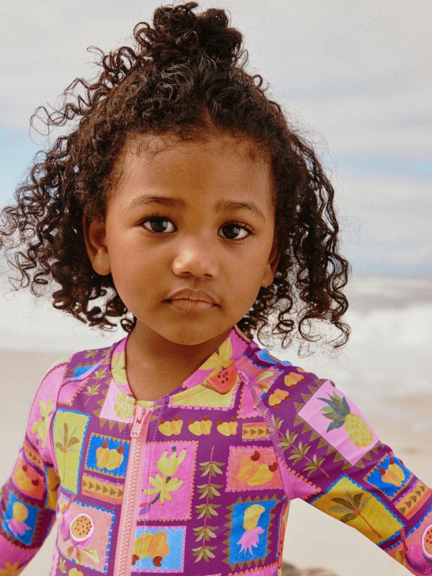 Purple/Orange Tropical Sunsafe Long Sleeve Swimsuit (3mths-7yrs) image 4