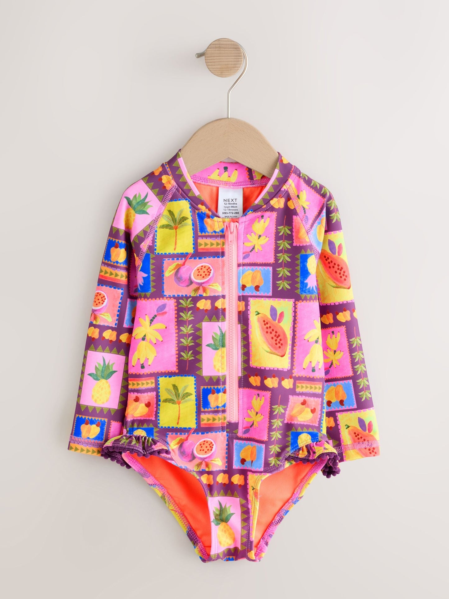 Purple/Orange Tropical Sunsafe Long Sleeve Swimsuit (3mths-7yrs) image 5