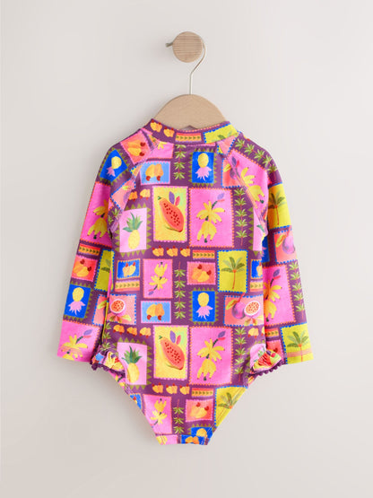 Purple/Orange Tropical Sunsafe Long Sleeve Swimsuit (3mths-7yrs) image 6