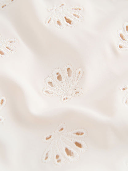 White Embriodered Puff Sleeve Swimsuit (3mths-7yrs) image 10