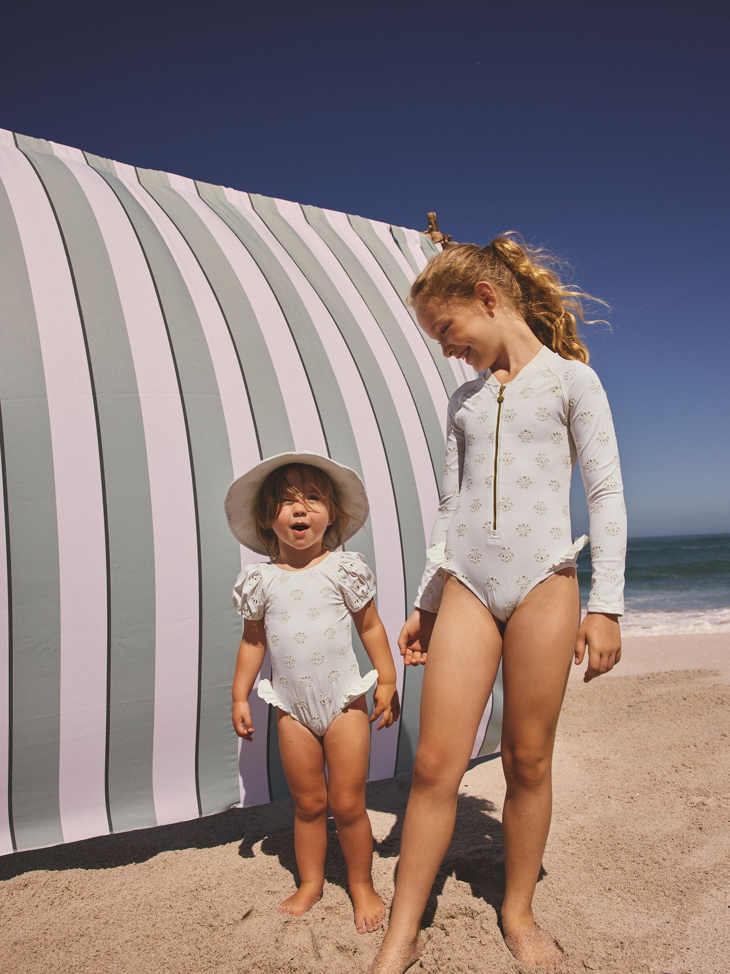 White Embriodered Puff Sleeve Swimsuit (3mths-7yrs) image 3
