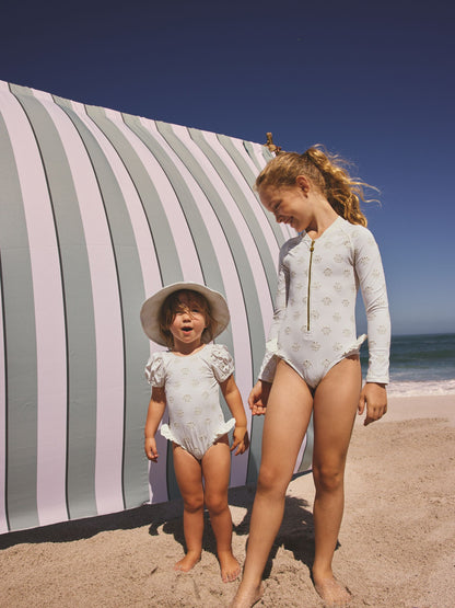 White Embriodered Puff Sleeve Swimsuit (3mths-7yrs) image 3