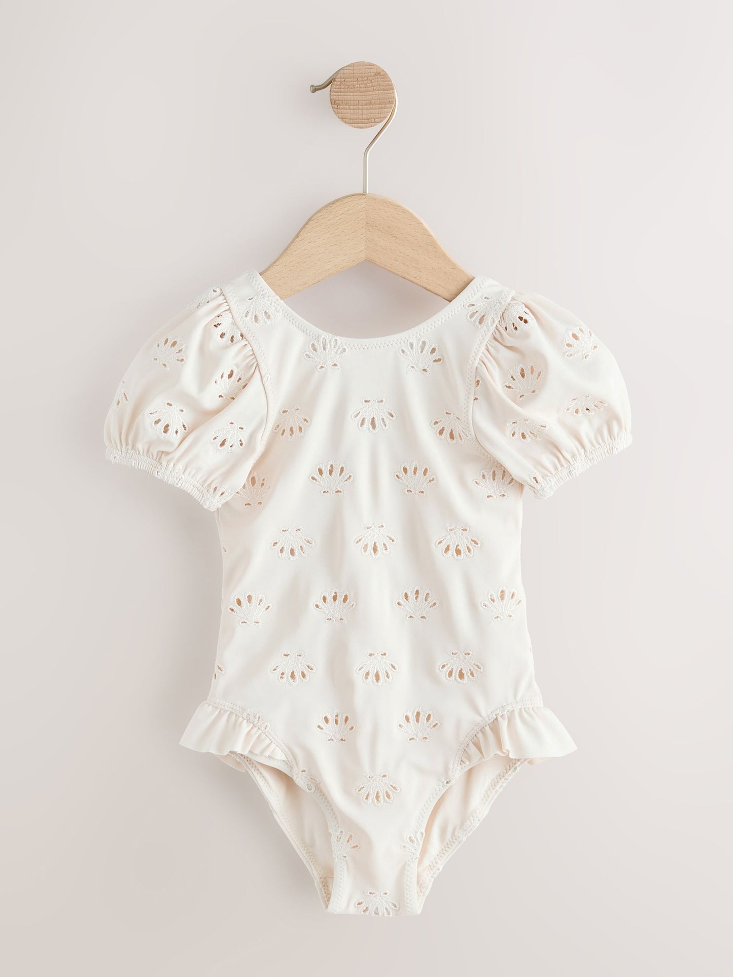 White Embriodered Puff Sleeve Swimsuit (3mths-7yrs) image 7