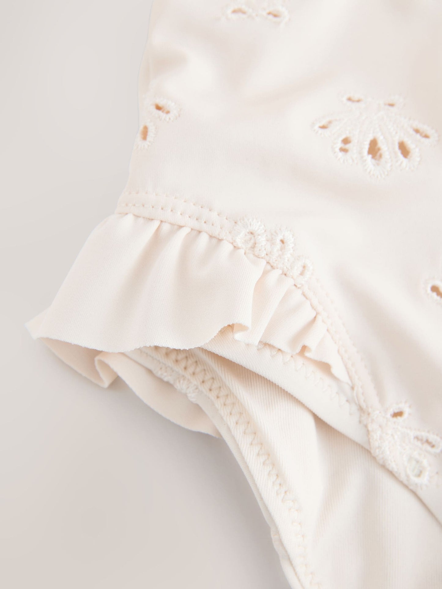 White Embriodered Puff Sleeve Swimsuit (3mths-7yrs) image 9