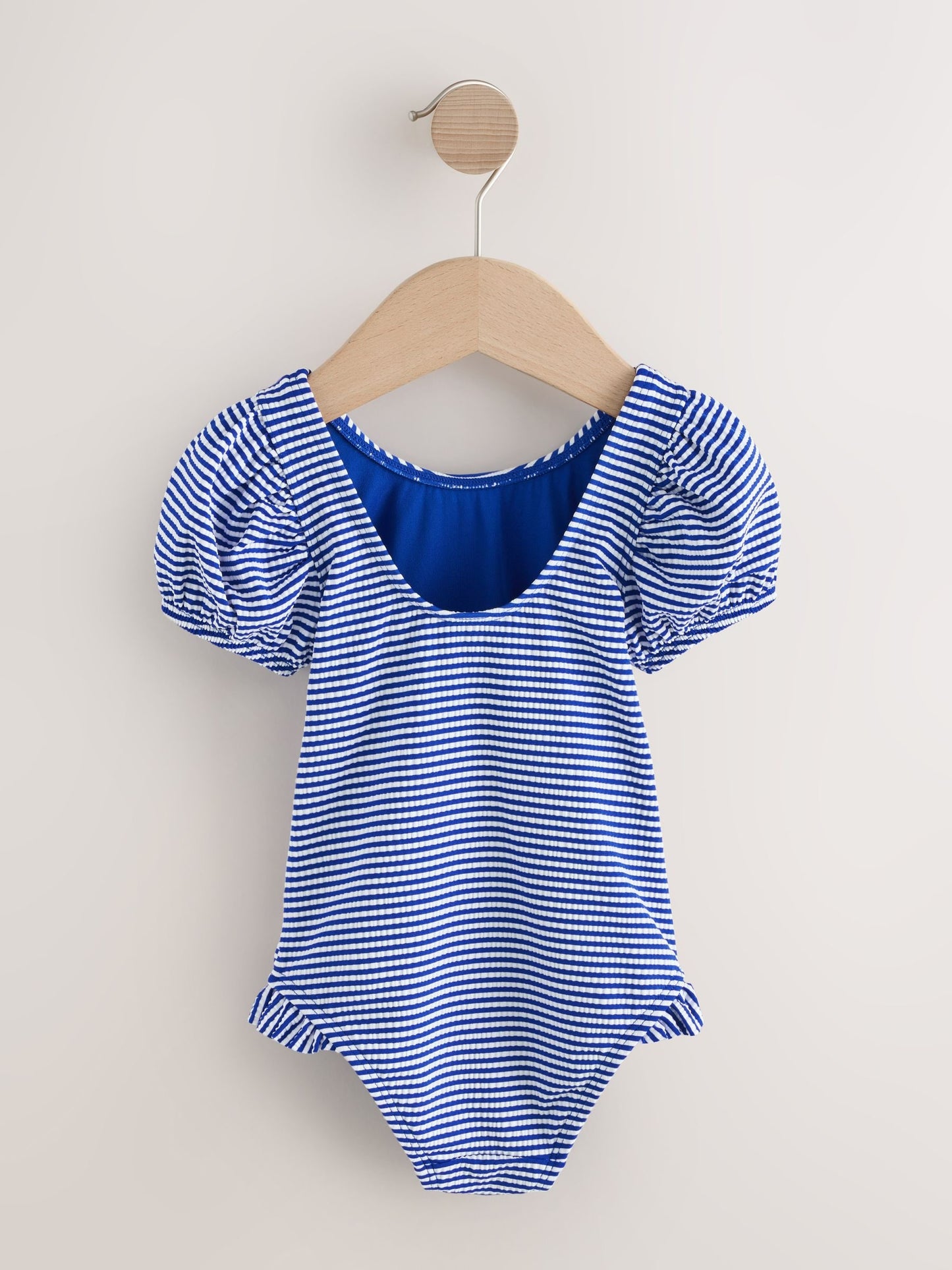 Navy Blue Cherry Stripe Puff Sleeve Swimsuit (3mths-7yrs) image 6