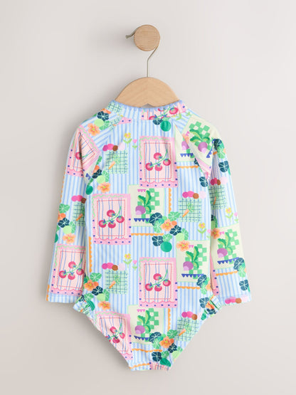 Blue Stripe Vegetable Print Sunsafe Long Sleeve Swimsuit (3mths-7yrs) image 5