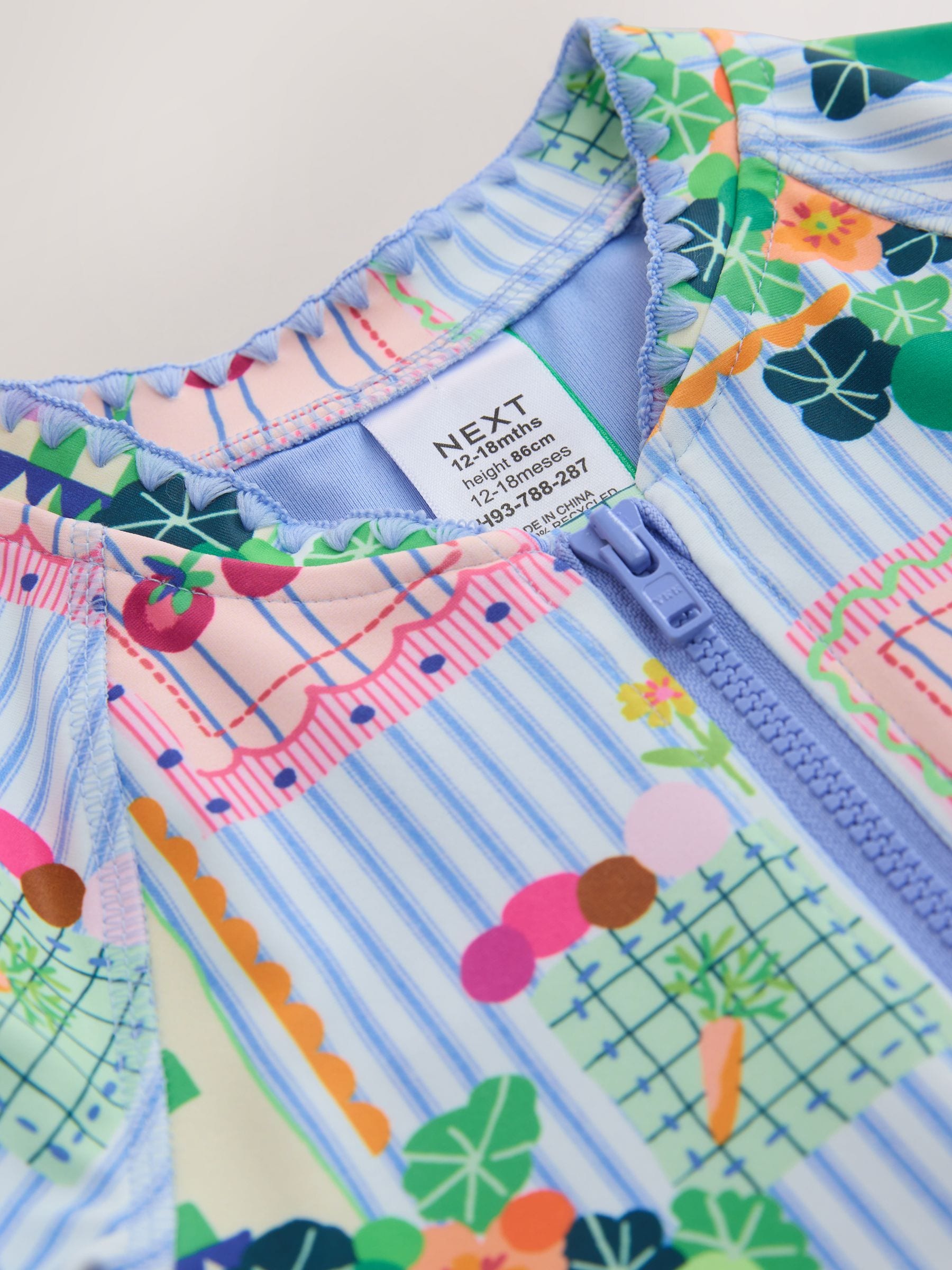 Blue Stripe Vegetable Print Sunsafe Long Sleeve Swimsuit (3mths-7yrs) image 6