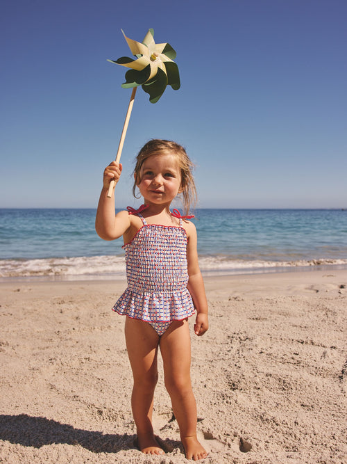 Dsiney Kidz - Red/Blue Check Shirred Swimsuit (3mths-10yrs) image 1