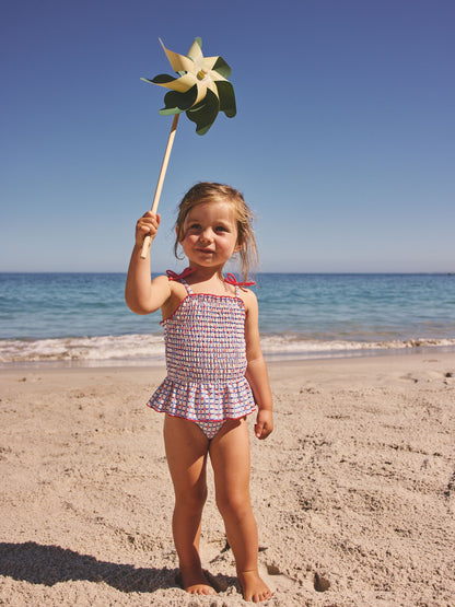 Red/Blue Check Shirred Swimsuit (3mths-10yrs) image 1