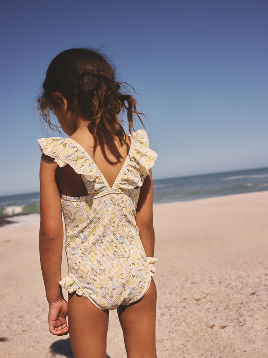 Dsiney Kidz - Yellow Ditsy Floral Frill Swimsuit (3mths-7yrs) image 2