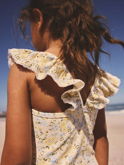 Yellow Ditsy Floral Frill Swimsuit (3mths-7yrs) image 3