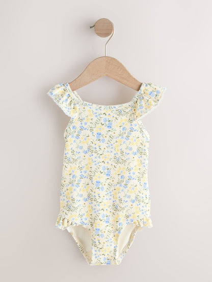Yellow Ditsy Floral Frill Swimsuit (3mths-7yrs) image 4