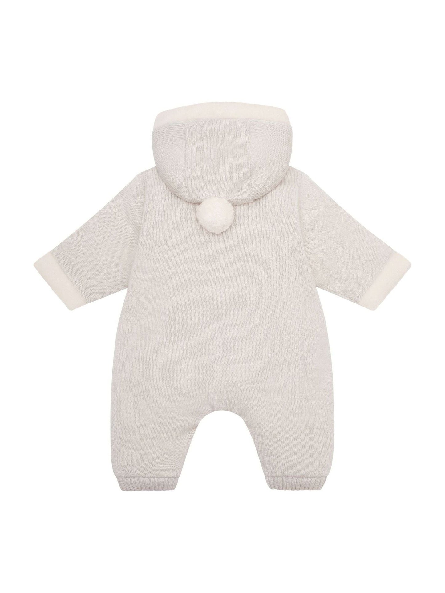 Emile Et Rose Natural Kane Knitted Pramsuit With Pockets Fur Trim And Pom-Pom image 4