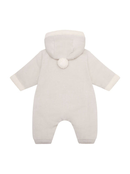 Emile Et Rose Natural Kane Knitted Pramsuit With Pockets Fur Trim And Pom-Pom image 4