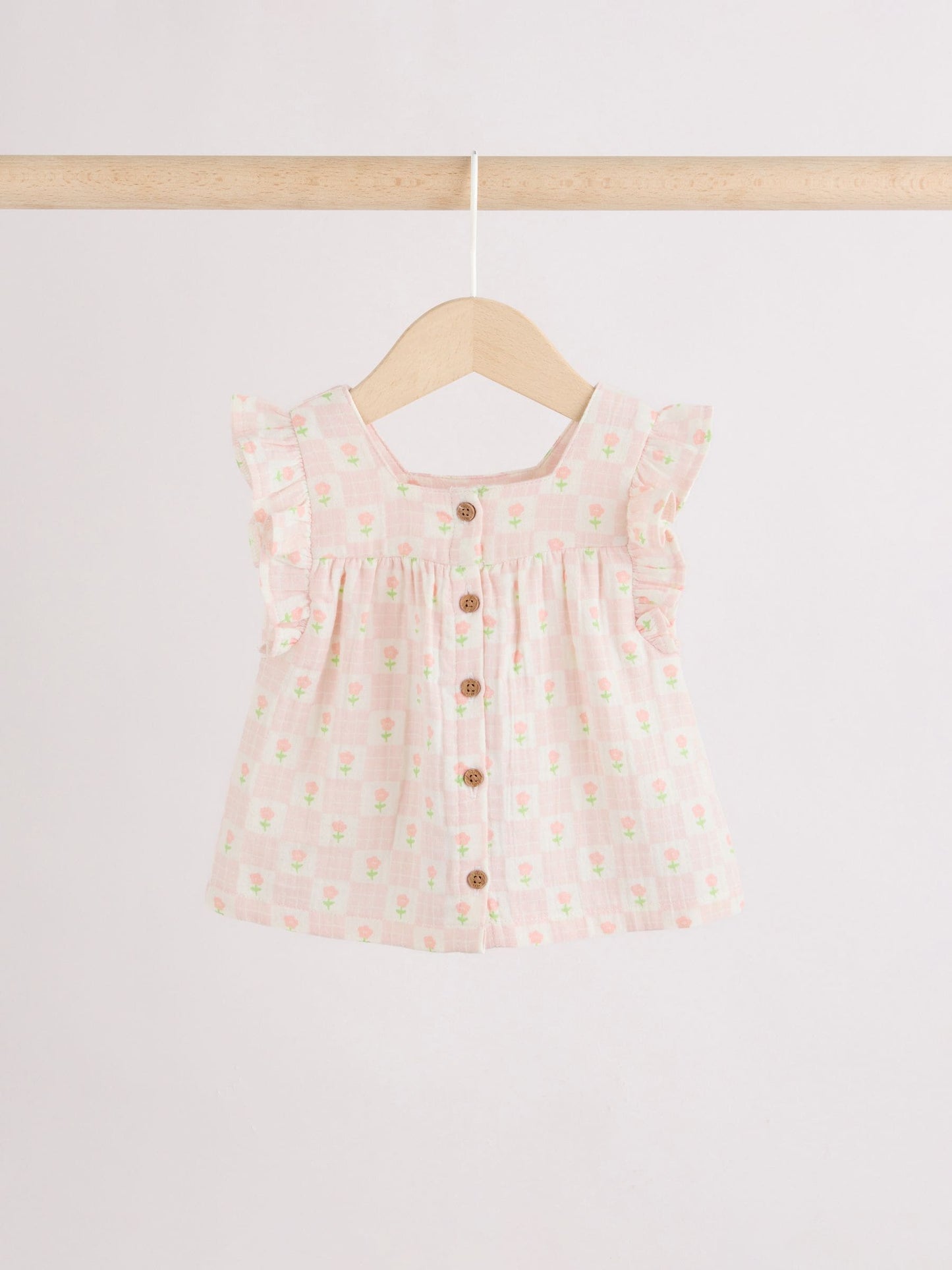 Ecru Pink Floral Woven Baby Top and Shorts Set 2 Piece (0mths-2yrs) image 5