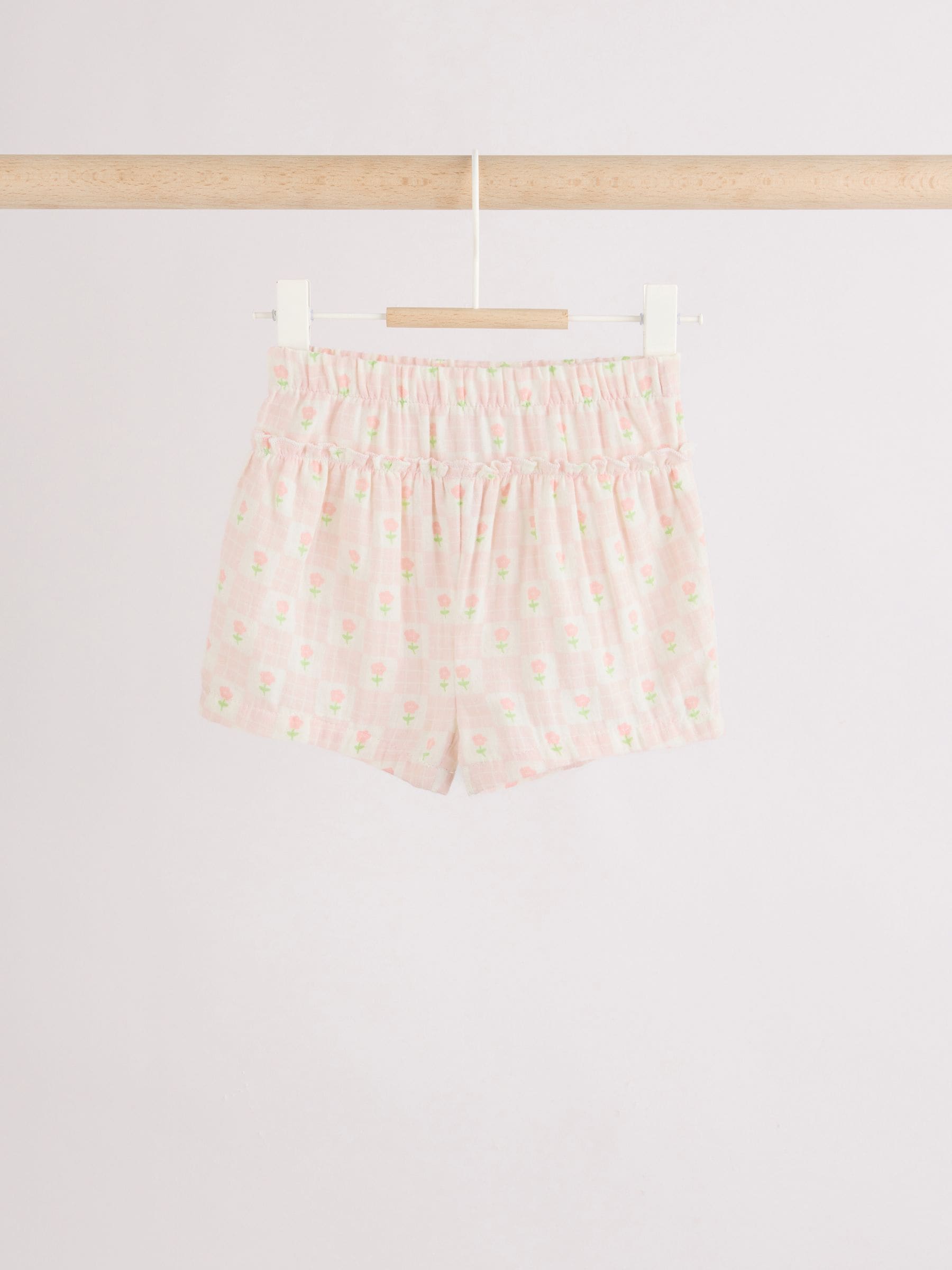Ecru Pink Floral Woven Baby Top and Shorts Set 2 Piece (0mths-2yrs) image 6