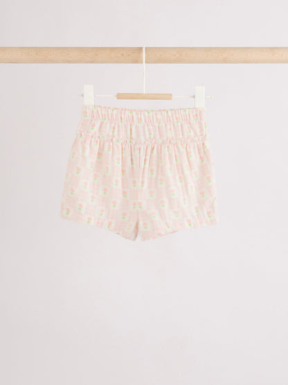 Ecru Pink Floral Woven Baby Top and Shorts Set 2 Piece (0mths-2yrs) image 6