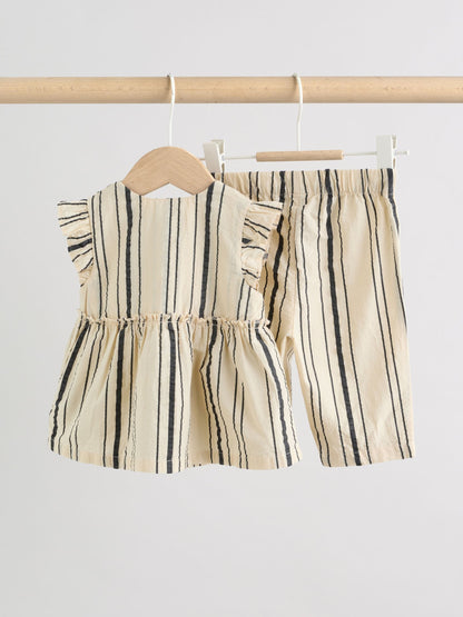 Black/White Stripe Baby Woven Top and Trousers Set 2 Piece (0mths-2yrs) image 2