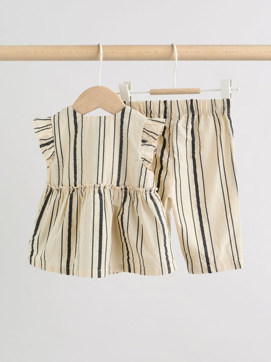 Black/White Stripe Baby Woven Top and Trousers Set 2 Piece (0mths-2yrs) image 2