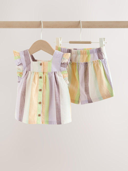 Dsiney Kidz - Multi Stripe Woven Baby Top and Shorts Set 2 Piece (0mths-2yrs) image 1